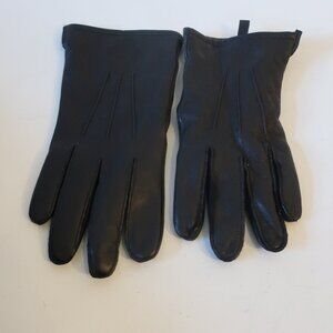Womens Bloomingdale's Black Leather Gloves M
